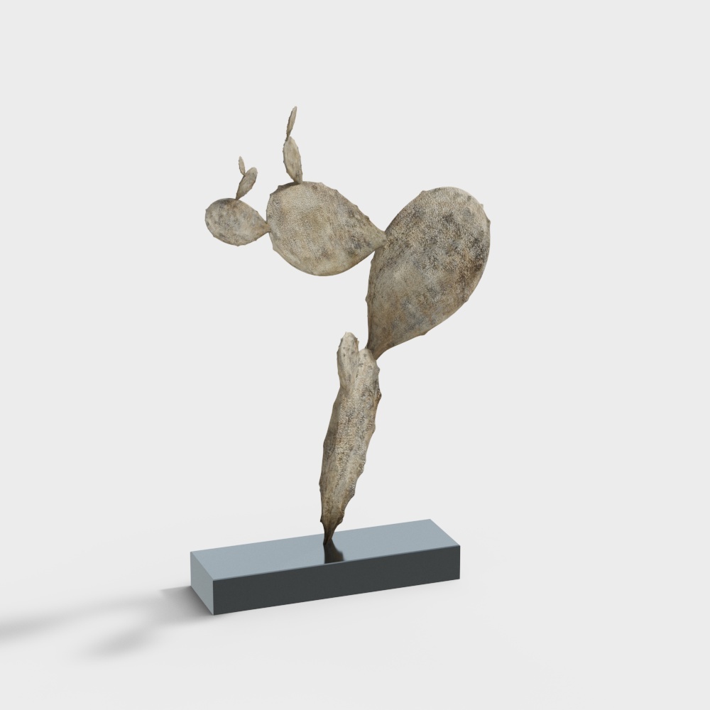 Lonely Cactus 3D model in Desert Landscape