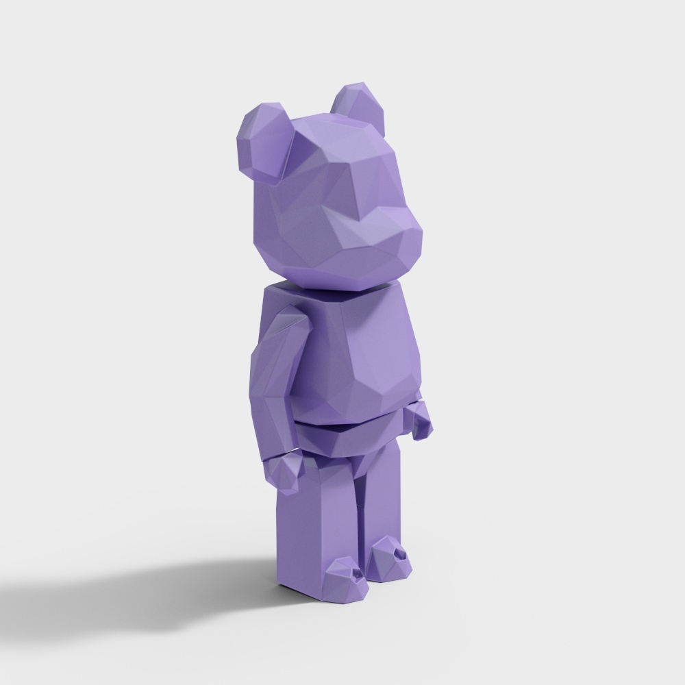 Low Poly Purple Bear 3D Model – Geometric Design