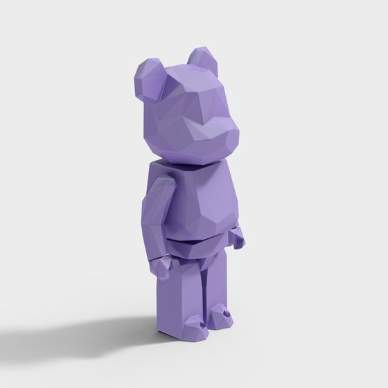 Charming Low Poly Purple Bear 3D model