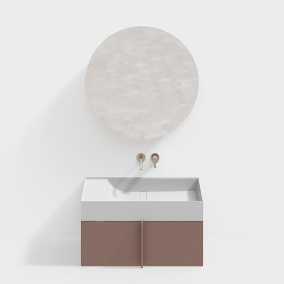 Pink Modern Sink Bathroom Cabinet 3D Model