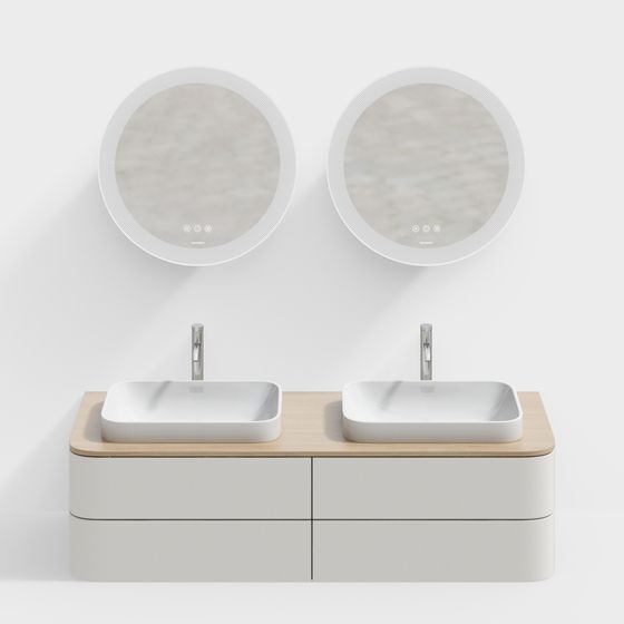 Minimalist Double Sink Vanity 3D model