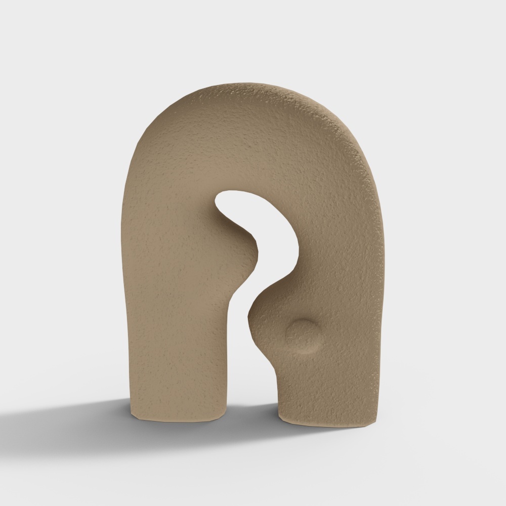 Abstract Sculpture 3D Model – Sand Texture & Beige Tones