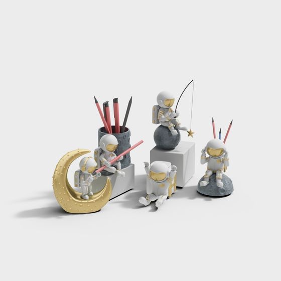 Creative Astronaut 3D Model Set for Lunar Exploration