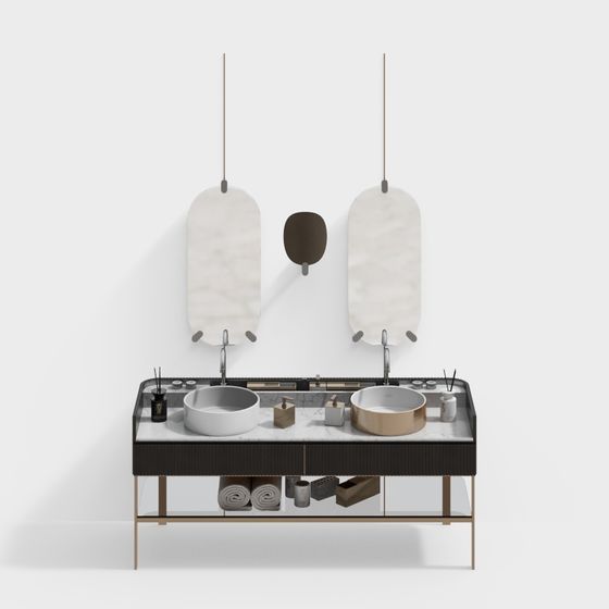 Stylish Bathroom Cabinet 3D model for Modern Spaces