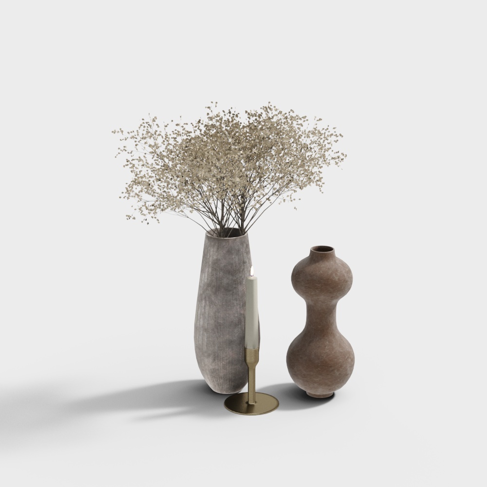 Elegant Low-Poly Vase 3D Model with Floral Details