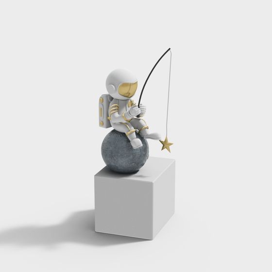 現代宇航員雕塑裝飾釣魚