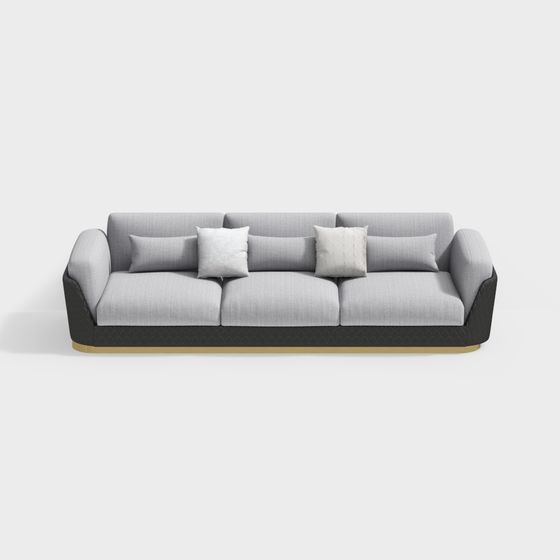 Contemporary Gray Fabric Sofa 3D model