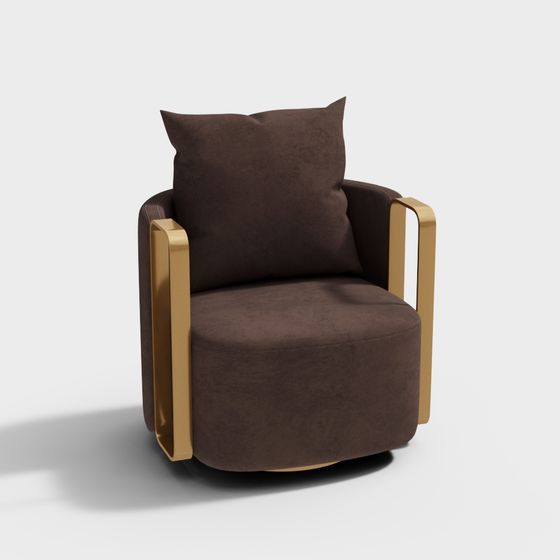 Stylish Brown Velvet Armchair 3D model for Modern Spaces