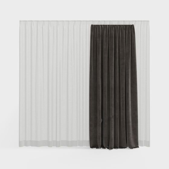Stylish Low-Polygon Curtain 3D model for Interiors