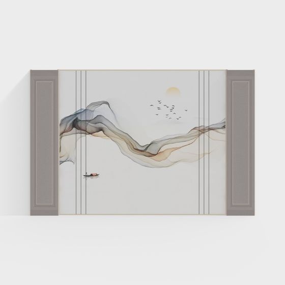 Traditional Ink Wash Landscape 3D model