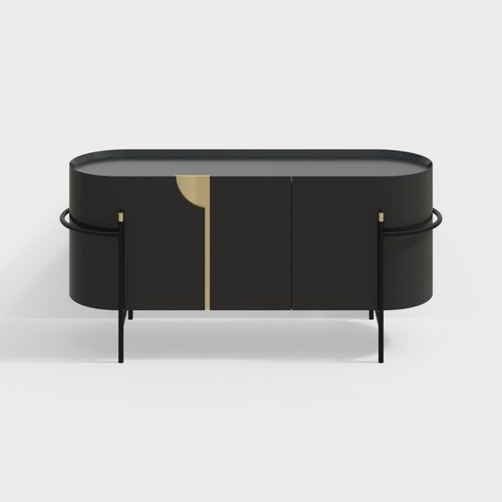 Elegant Curved Cabinet 3D model for Modern Interiors