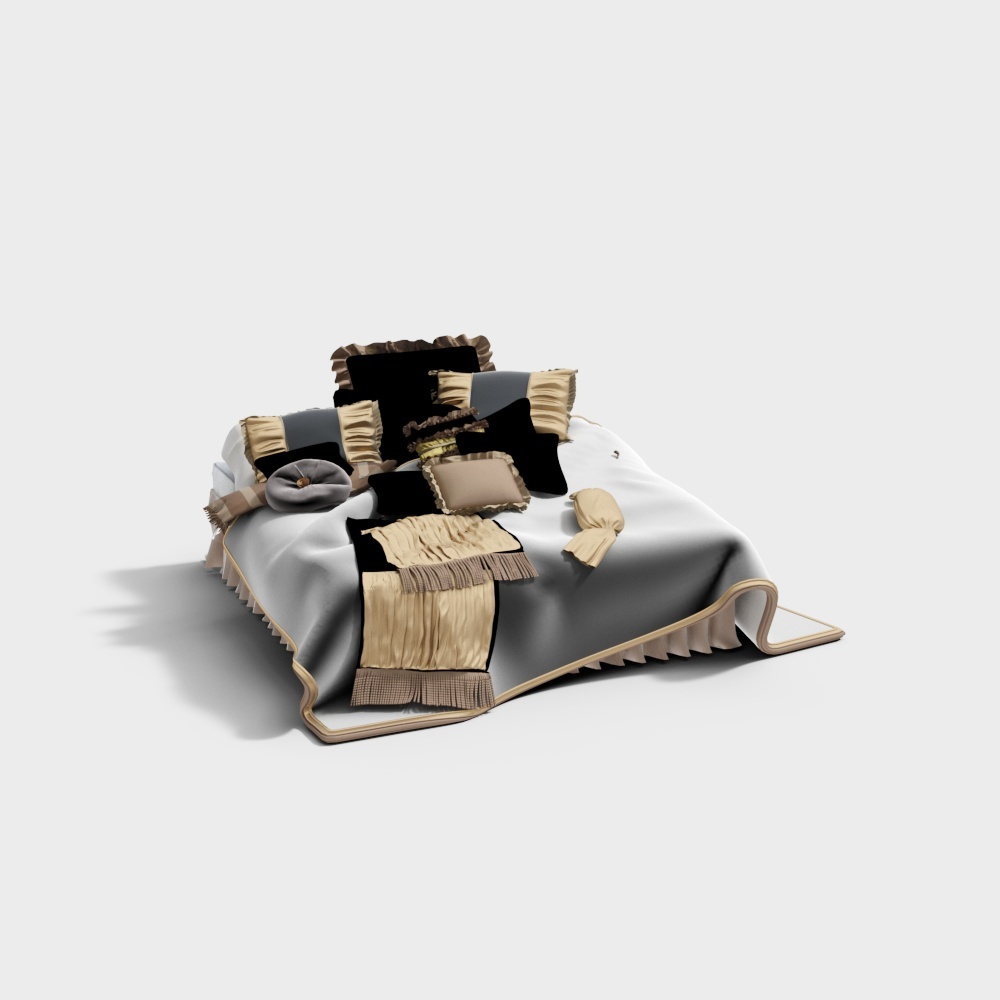 Elegant Low-Poly Bed 3D Model – Modern Classic Design