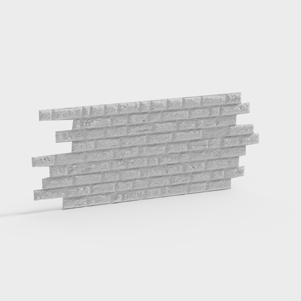 High-Detail Low-Poly Modern Brick Wall 3D model
