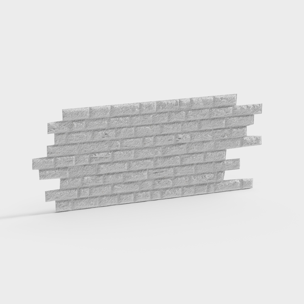 High-Detail Low-Poly Modern Brick Wall 3D Model