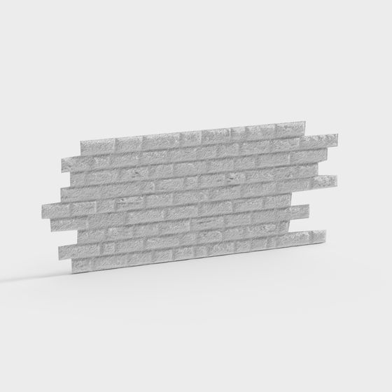 High-Detail Low-Poly Modern Brick Wall 3D Model