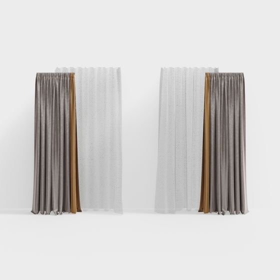 Elegant Low-Poly Curtain 3D Model