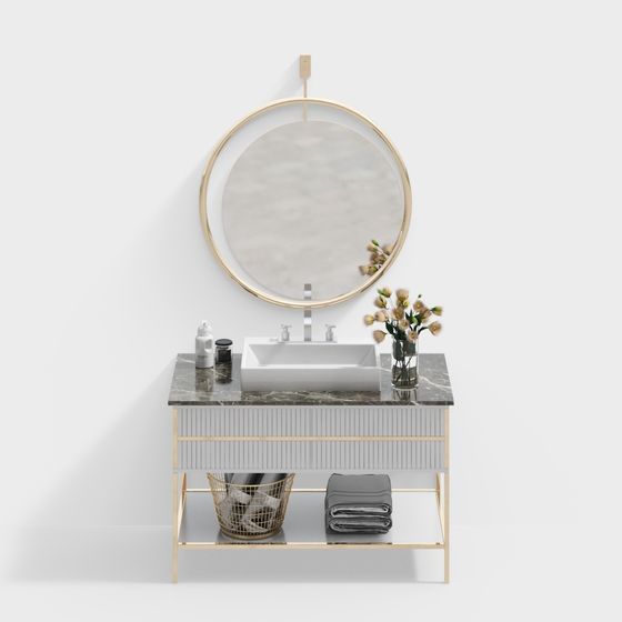 Elegant Bathroom Cabinet 3D model for Stylish Interiors