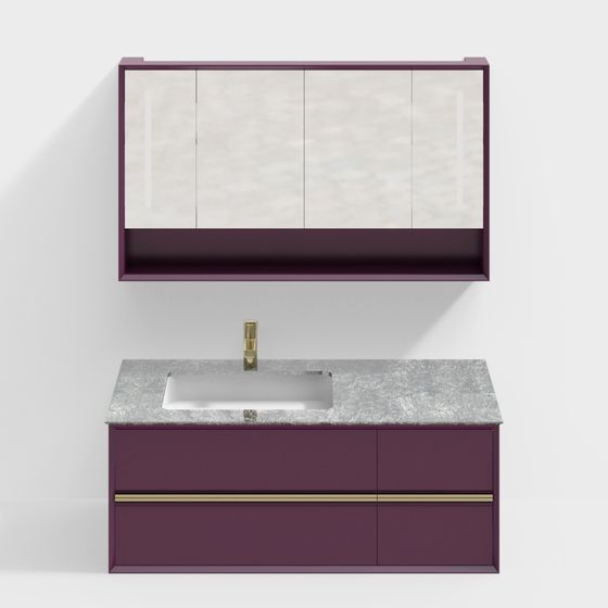 Elegant Purple Bathroom Vanity 3D model