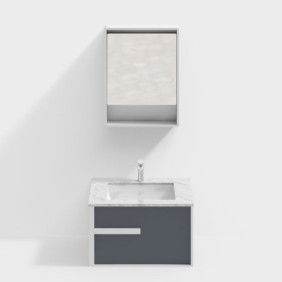 Elegant Minimalist Bathroom Cabinet 3D model