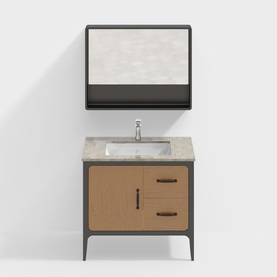 Vintage-Modern Bathroom Cabinet 3D model