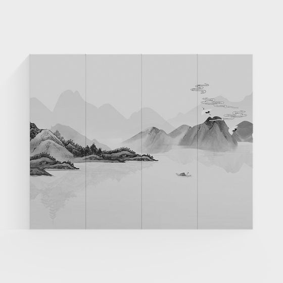 Ink Wash Landscape 3D Model