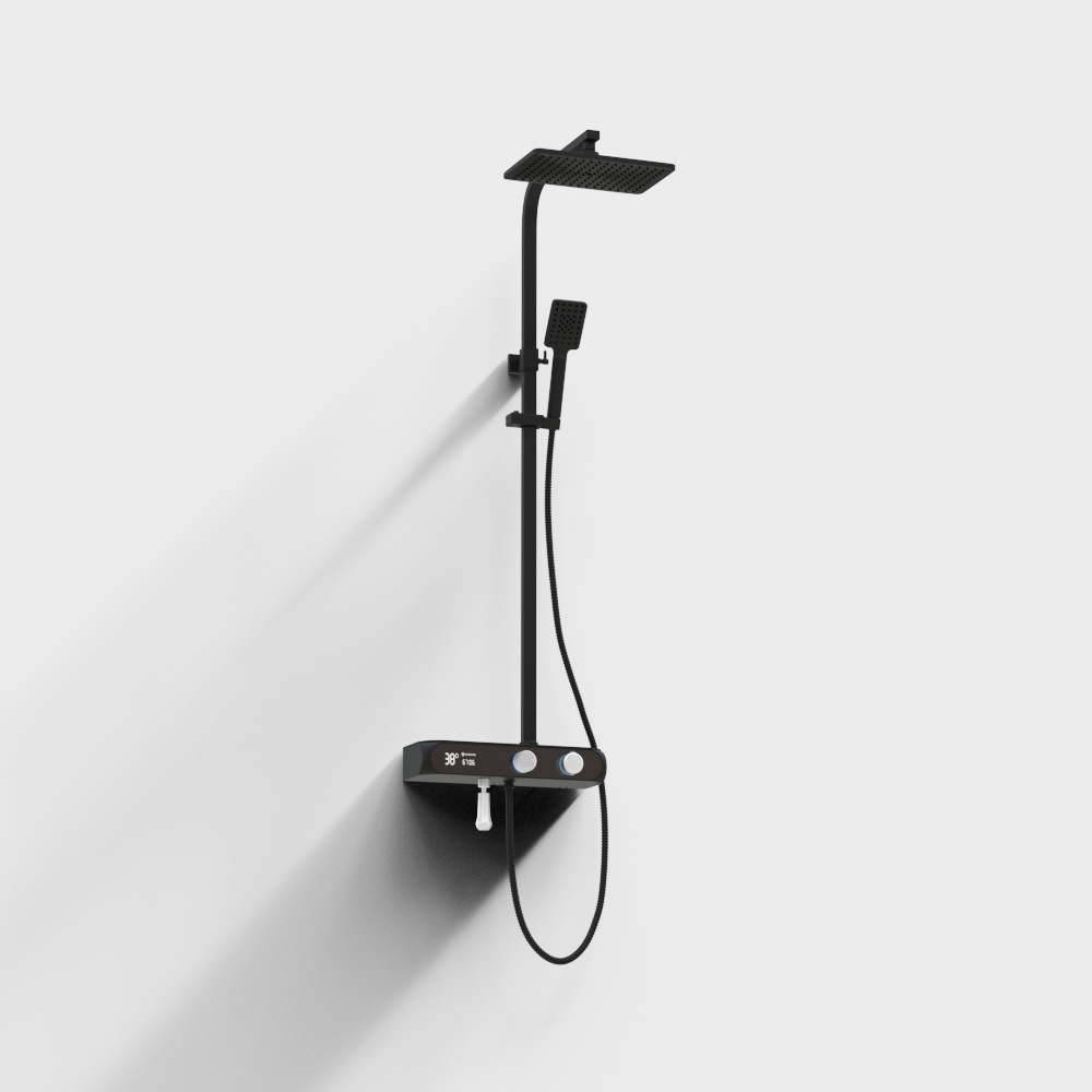 Minimalist Black Shower System 3D model