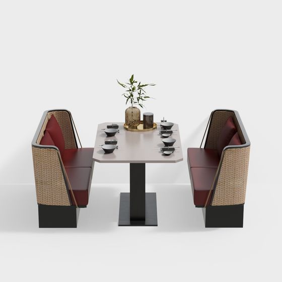 Elegant Bistro Booth Set 3D model for Modern Spaces