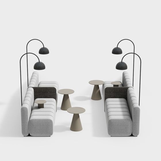 Stylish Low-Poly Sofa Set 3D Model for Modern Interiors