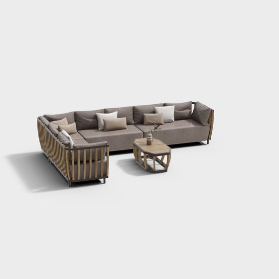 Stylish Low Poly Sofa Set 3D model