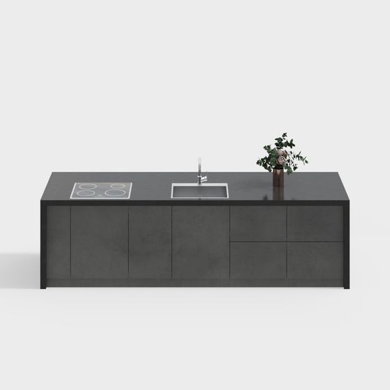 Modern Minimalist Kitchen Island 3D model