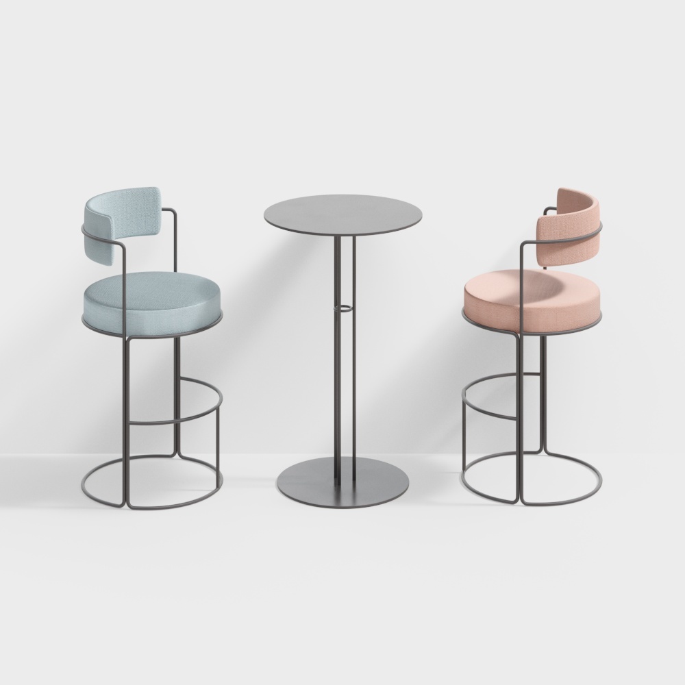 Urban Corner Coffee Table & Bar Stools 3D model