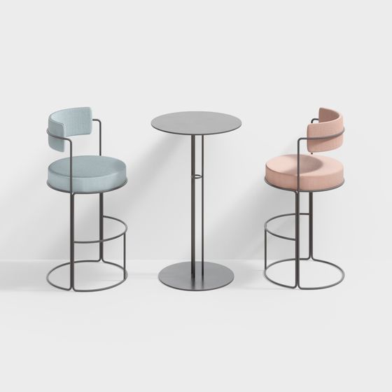 Urban Corner Coffee Table & Bar Stools 3D model