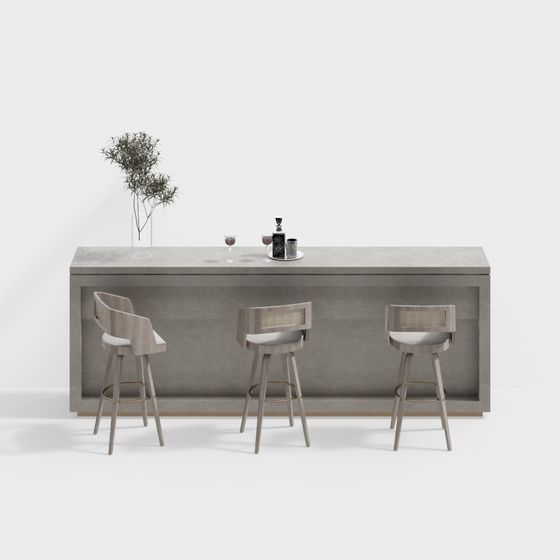 Modern Bar Chair Combination 3D Model