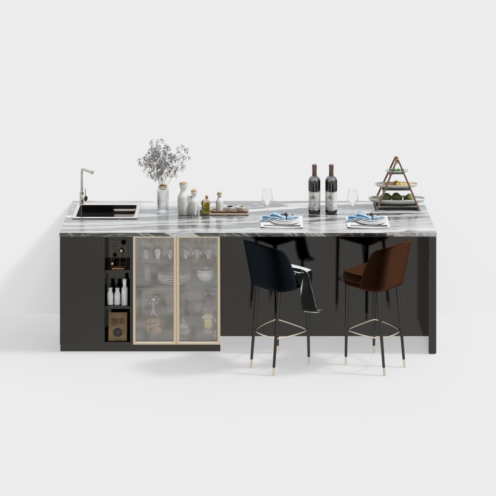 現代大理石吧椅