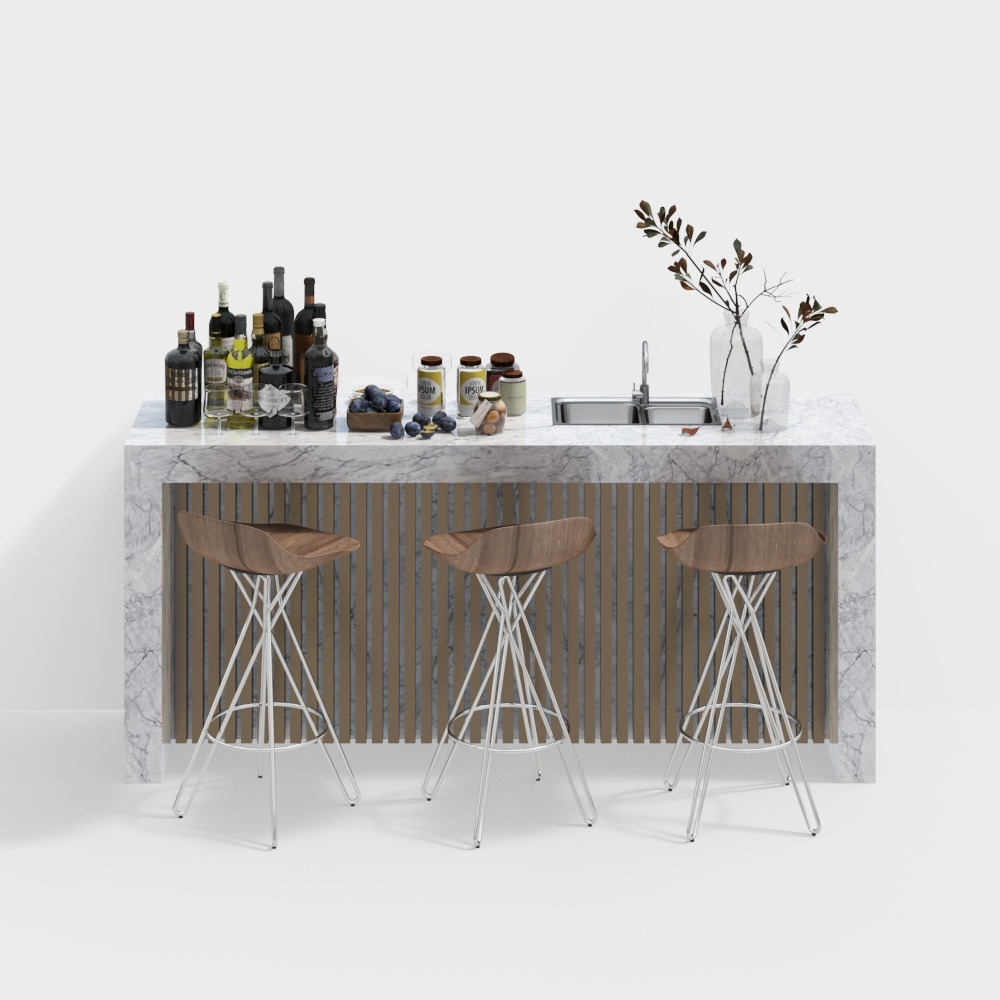 Modern light luxury bar bar chair combination
