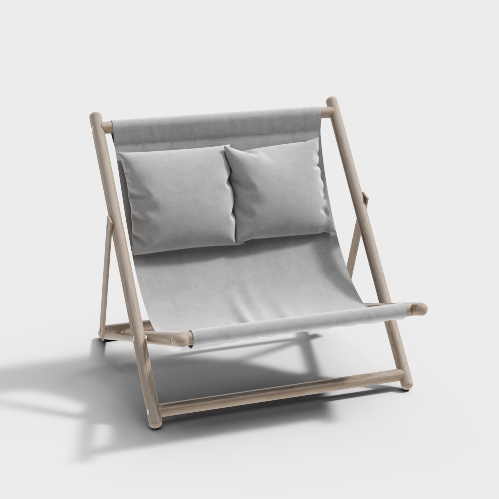 Elegant Low-Poly Lounge Chair – Gray Fabric & Wood Frame