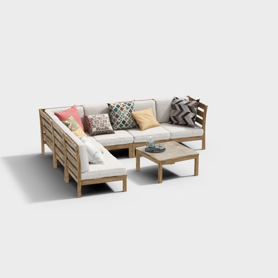 Stylish Low Poly Sofa Set 3D Model