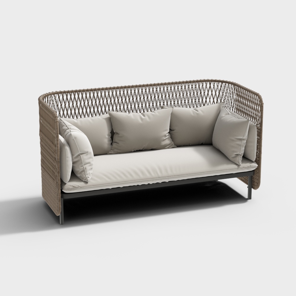 Modern Rattan Double Sofa