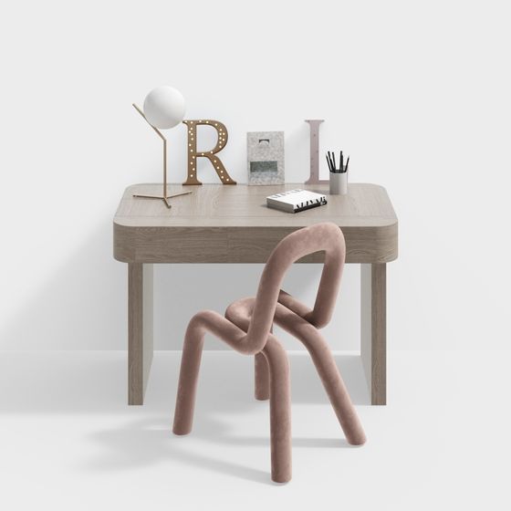 Modern Children's Study Desk Combination 3D Model