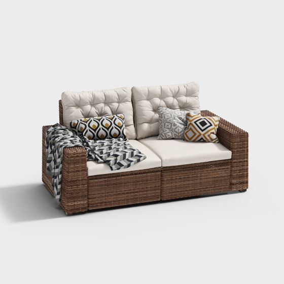 Stylish Low-Polygon Sofa 3D Model