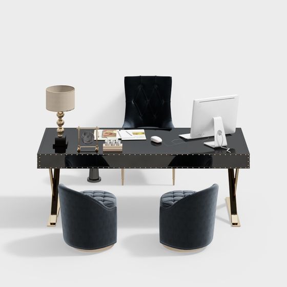 American Study Desk Combination 3D Model
