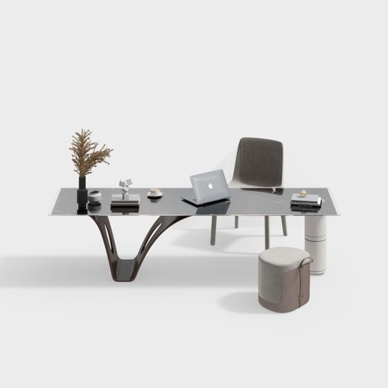 Modern Desk Combination 3D Model for Study