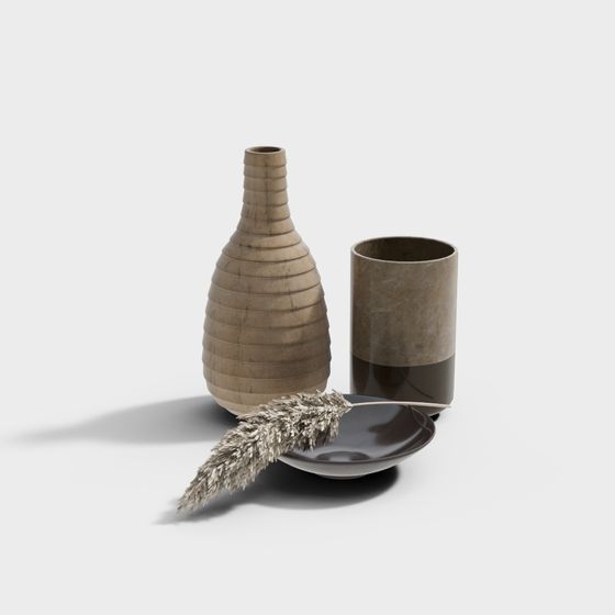 Low Poly Artistic Vase and Cup 3D Model