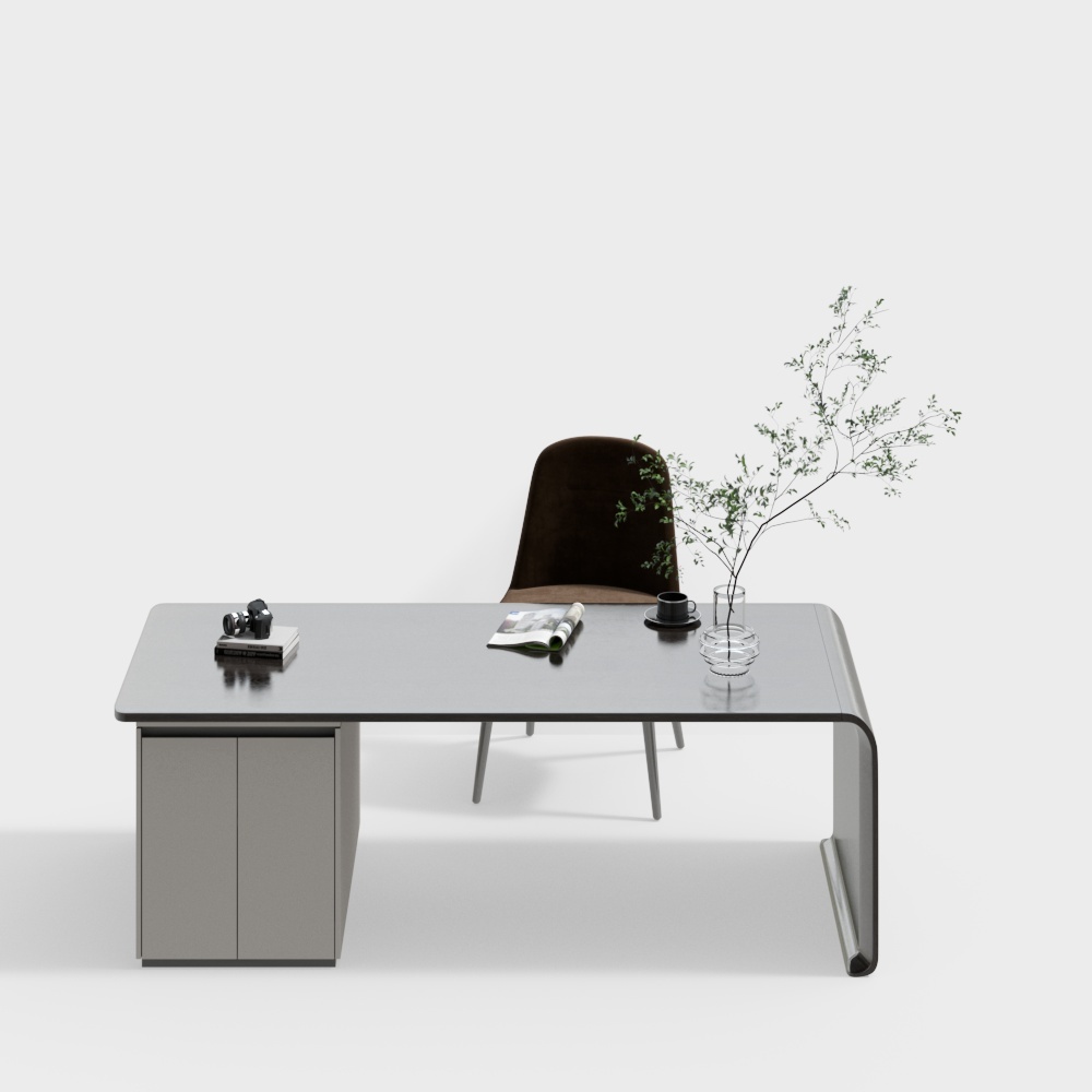 Modern study desk, cabinet chair combination