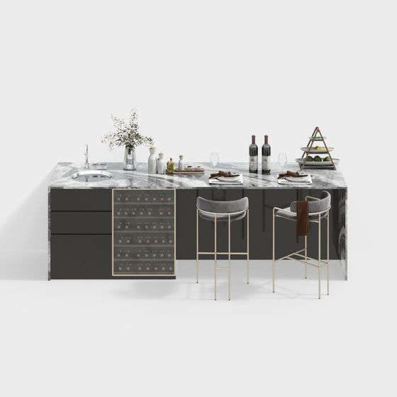Urban Lounge Bar Counter 3D model for Contemporary Spaces