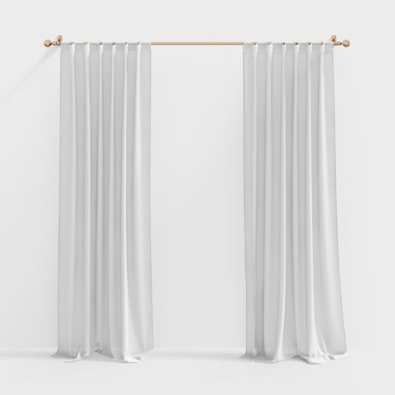 Sophisticated Low-Polygon Curtain 3D Model for Interiors