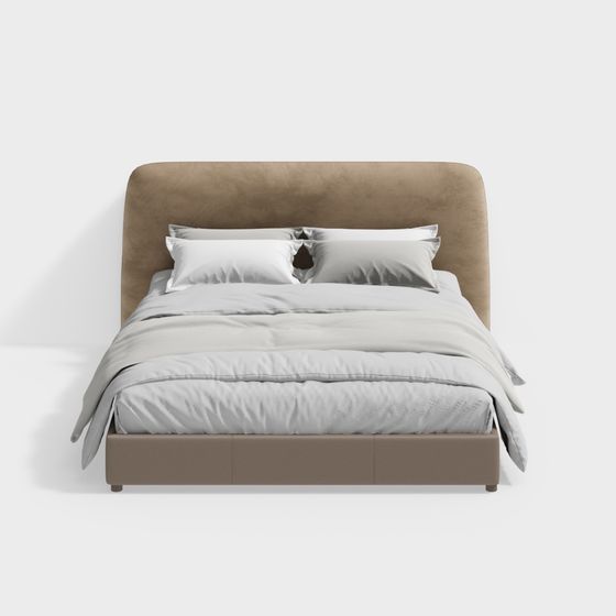 Elegant Low-Poly Bed 3D model for Modern Interiors