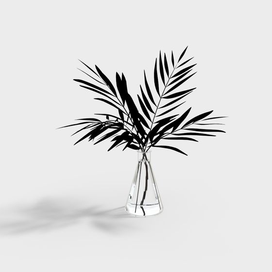 Glass Vase with Palm Leaves 3D model for Creative Projects