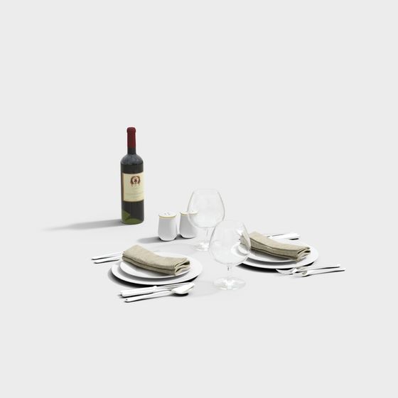 Elegant Dining Table Setup 3D model