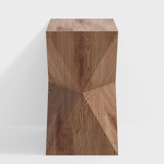 Wooden Cube Low Poly 3D model